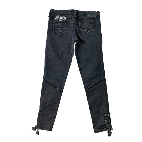 Affliction Dark Gray Skinny Jeans with Lace Details - Picture 2 of 4